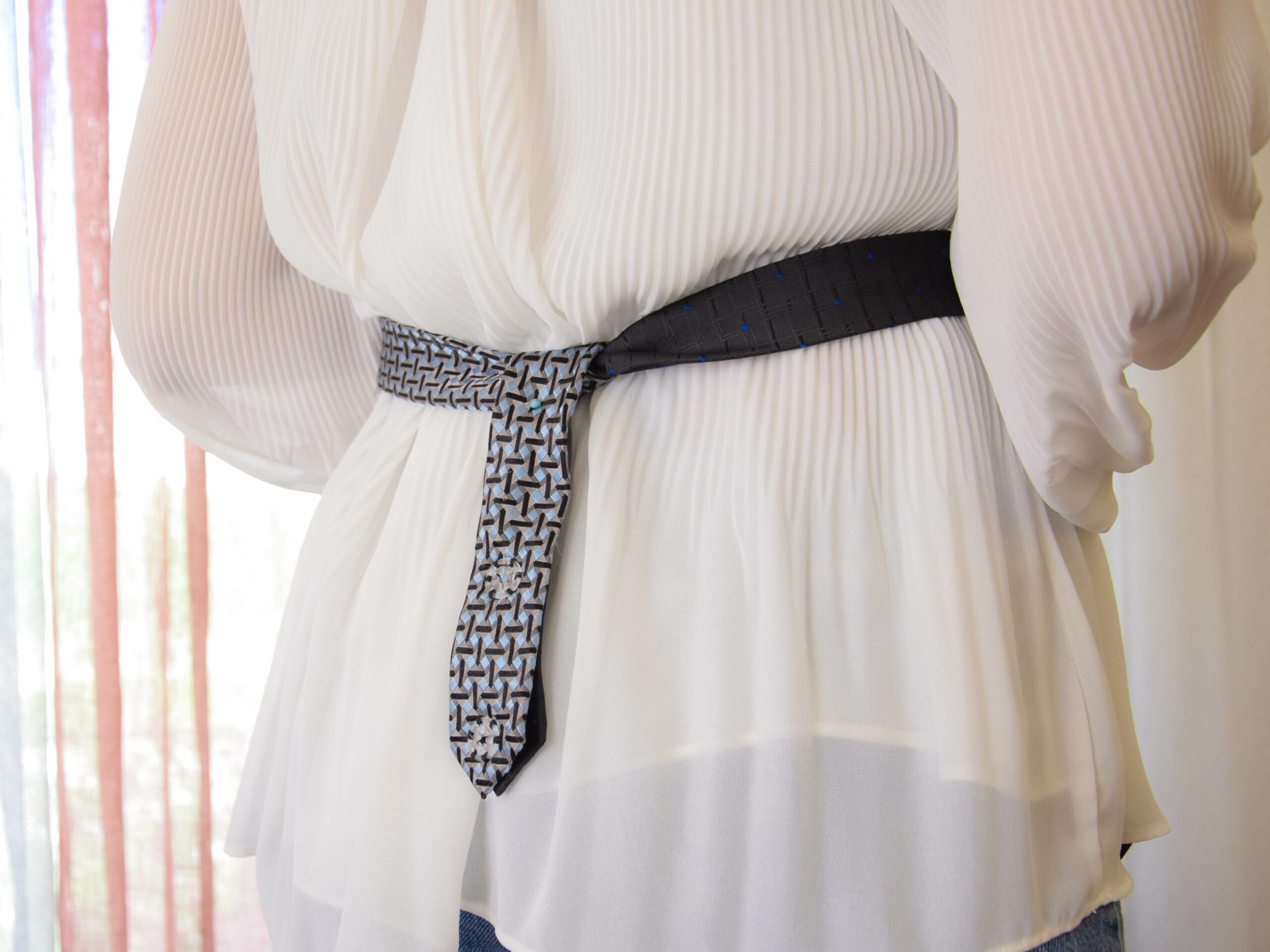 One-of-a-Kind Upcycled Tie Backless Halter Vest - Image 2