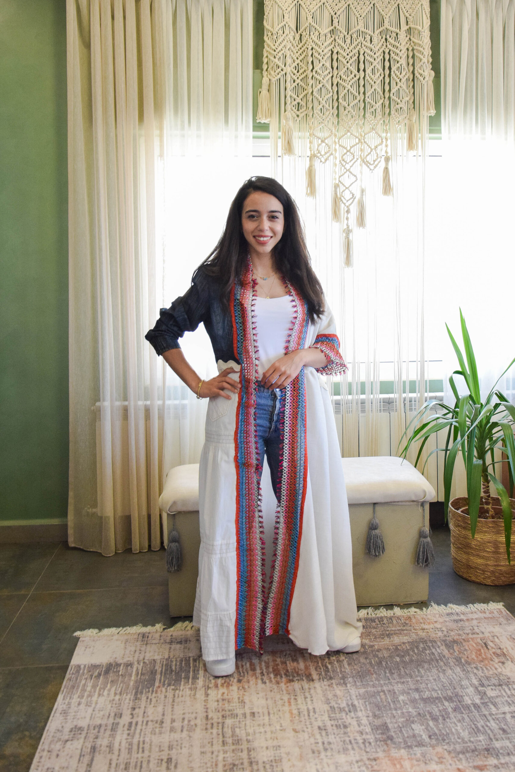 One-of-a-Kind Denim & Textile Multi Design Abaya