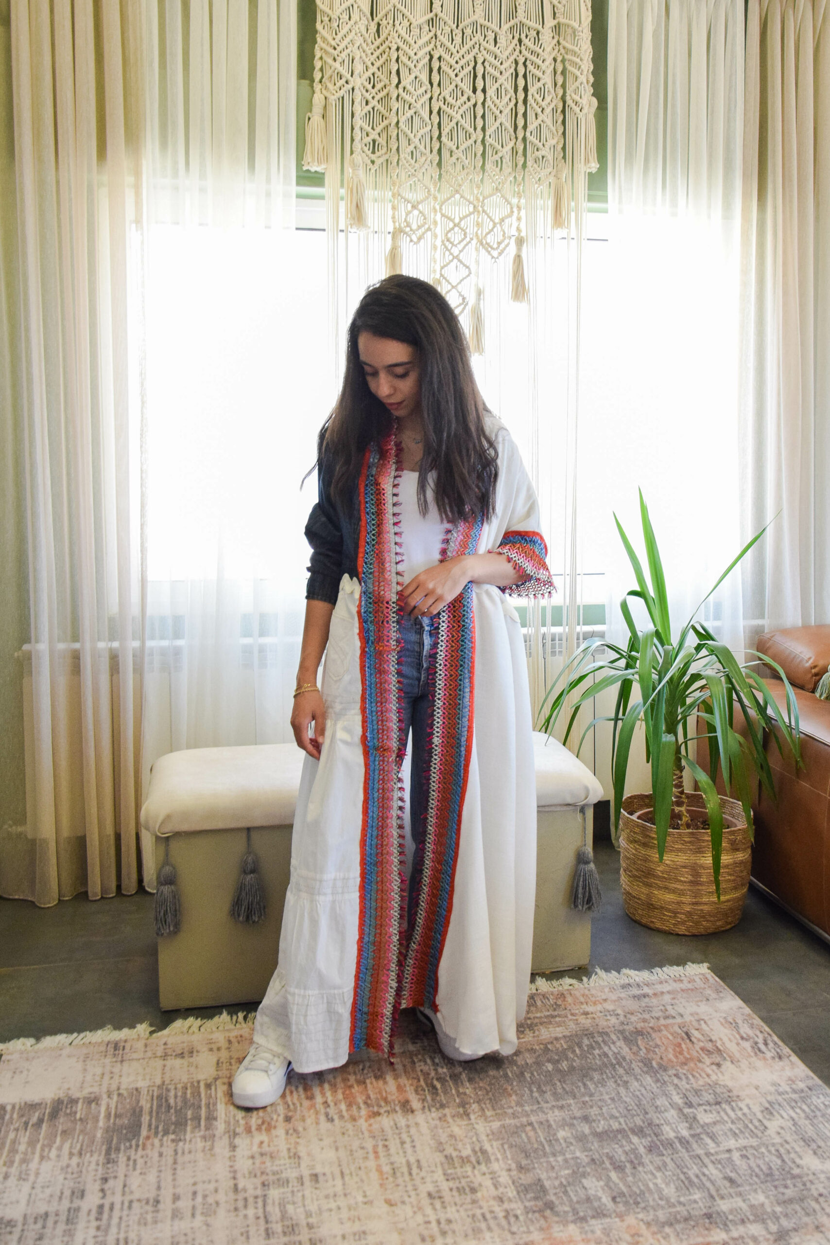 One-of-a-Kind Denim & Textile Multi Design Abaya - Image 3