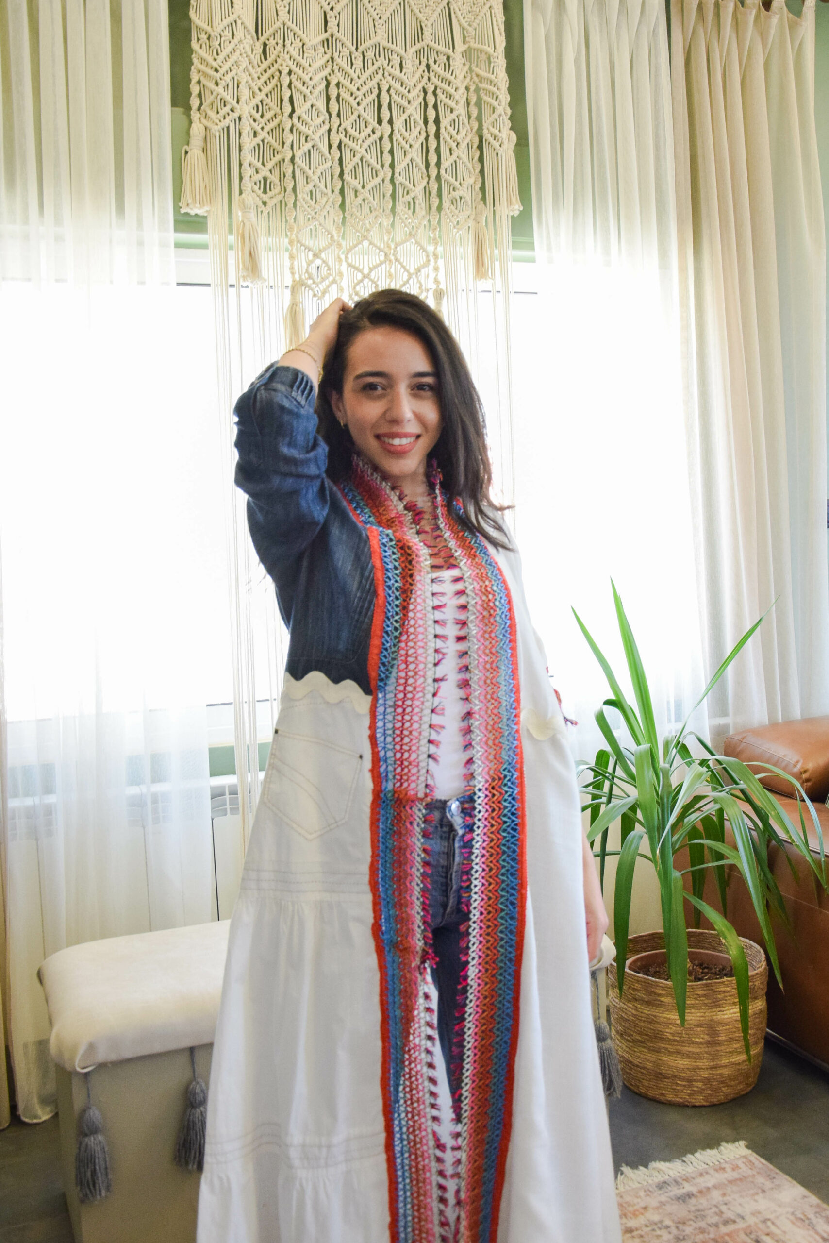 One-of-a-Kind Denim & Textile Multi Design Abaya - Image 2