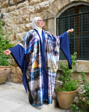 Palestine Cities Reversible Satin Abaya – Full Color